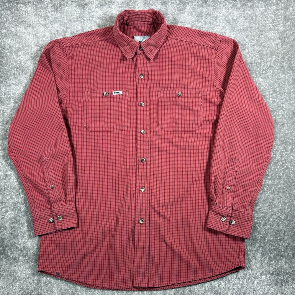 Tyndale Shirt Men's Medium Red Plaid Long Sleeve FR Flame Resistant Workwear